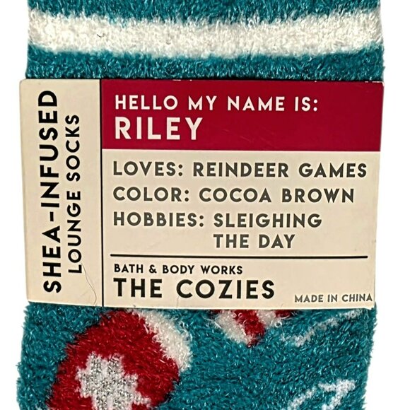 New Bath & Body Reindeer Cozies Shea-Infused Lounge Socks NonSlip Christmas Gift - Picture 2 of 6